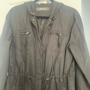 Kenneth Cole Reaction Packable hooded all-weather coat. 38" 4 zip pockets LG
